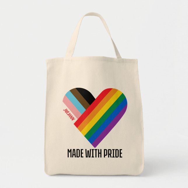Made With Pride Rainbow Heart Custom Modern  Tote Bag (Front)
