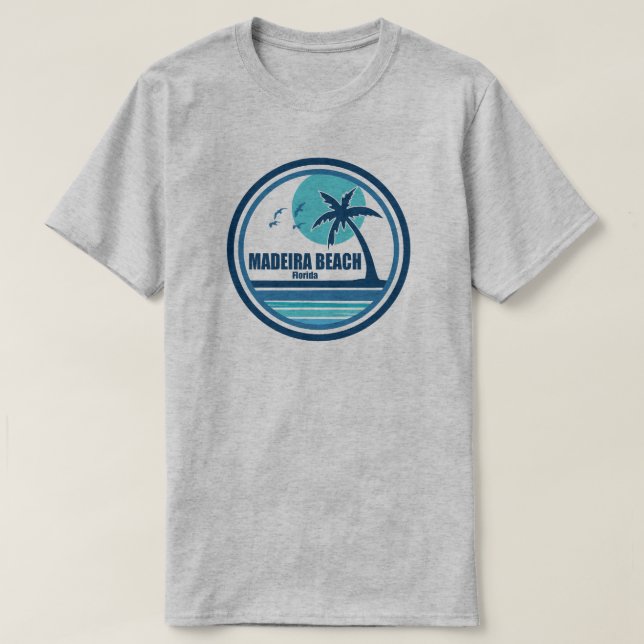 Madeira Beach Florida Palm Tree Birds T-Shirt (Design Front)