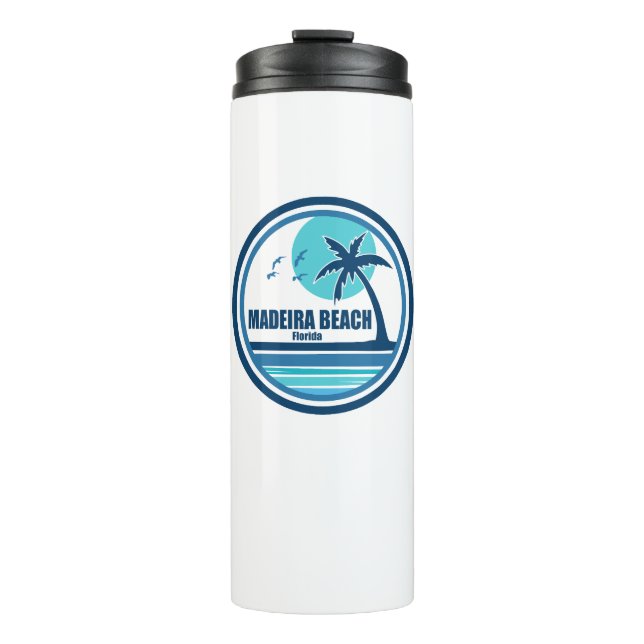 Madeira Beach Florida Palm Tree Birds Thermal Tumbler (Front)