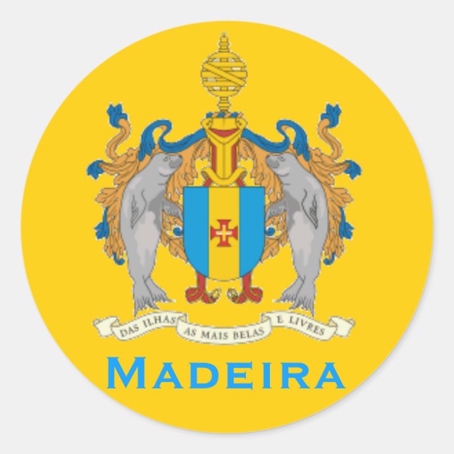 Madeira Flag Round Sticker (Front)