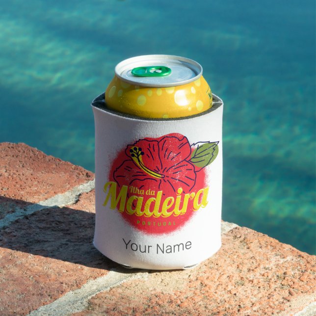 Madeira Hibiscus Flower Island Portugal Souvenir Can Cooler (In Situ Pool)