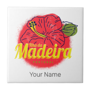 Madeira Hibiscus Flower Island Portugal Souvenir Ceramic Tile
