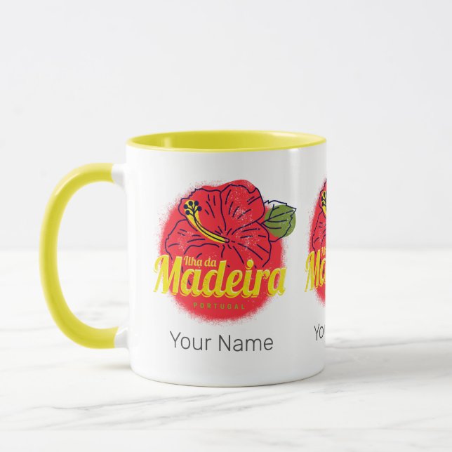 Madeira Hibiscus Flower Island Portugal Souvenir Mug (Left)