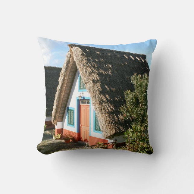 Madeira Island photo with Typical Houses, Portugal Cushion (Front)