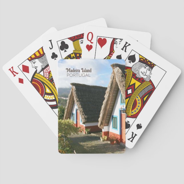Madeira Island photo with Typical Houses, Portugal Playing Cards (Back)