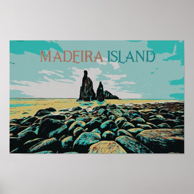 Madeira Island ribeira da Janela beach, Portugal Poster (Front)