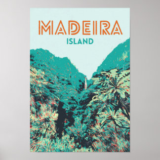 Madeira island vegetation illustration Portugal Poster