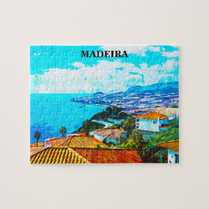 Madeira Portugal Panorama View Illustration Jigsaw Puzzle