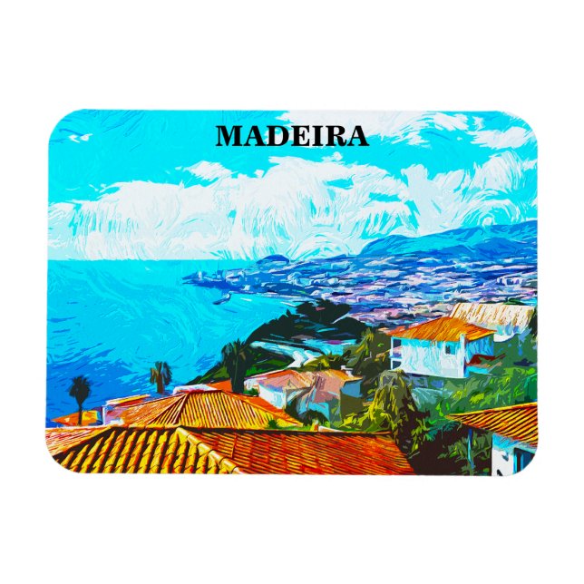 Madeira Portugal Panorama View Illustration Magnet (Horizontal)