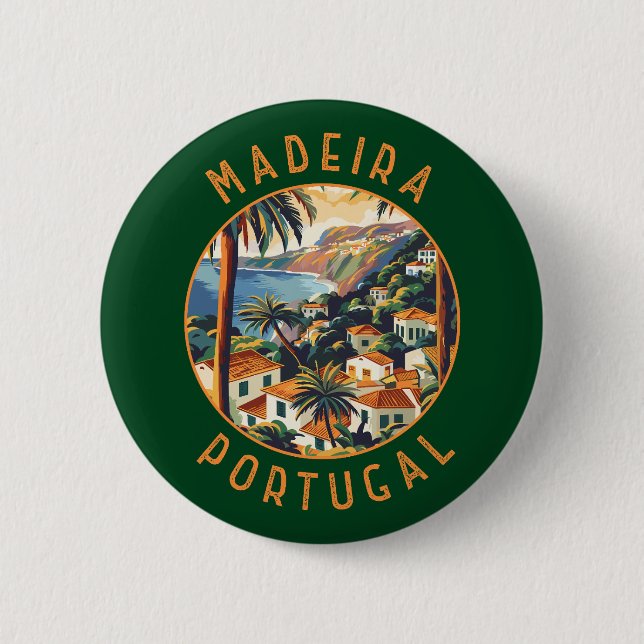 Madeira Portugal Retro Distressed Circle 6 Cm Round Badge (Front)