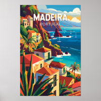 Madeira Portugal Travel Art Vintage
