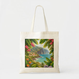 Madeira Portugal Tropical Garden Coastal Village Tote Bag