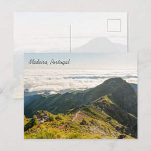 Madeira PR 1.2 Pico Ruivo Mountain View (text) Postcard
