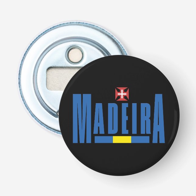Madeira Text and Flag Colors Bottle Opener (Front)