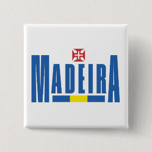 Madeira Text and Flag Colours 15 Cm Square Badge