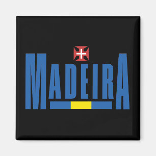 Madeira Text and Flag Colours Magnet