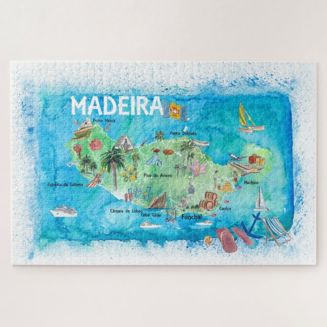 Madeira Travel Map Jigsaw Puzzle (Horizontal)