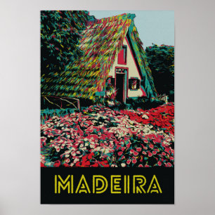Madeira typical house illustration Portugal Poster
