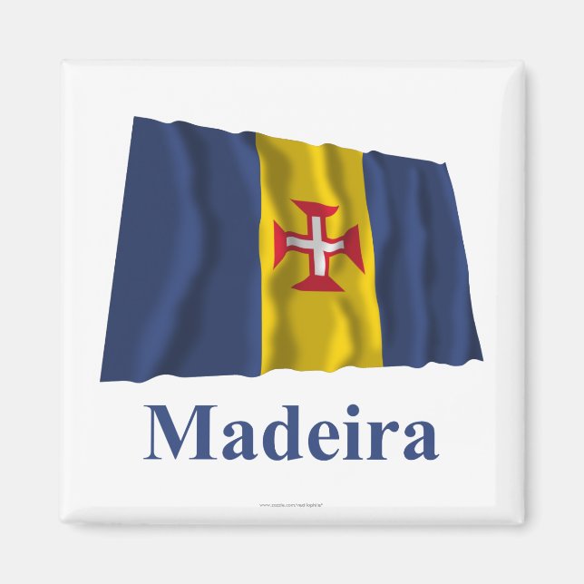 Madeira Waving Flag with Name Magnet (Front)