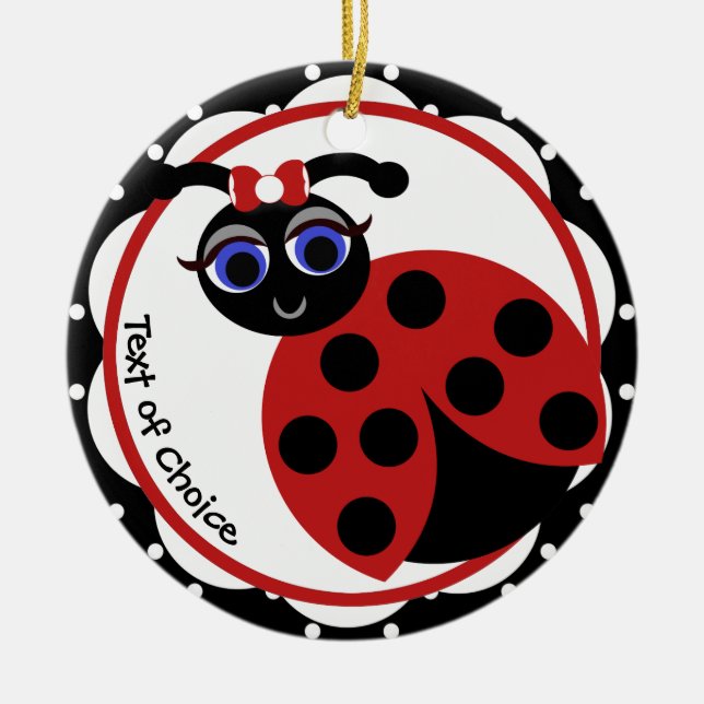 Madeleine Toon LadyBug Curves Ceramic Ornament (Front)