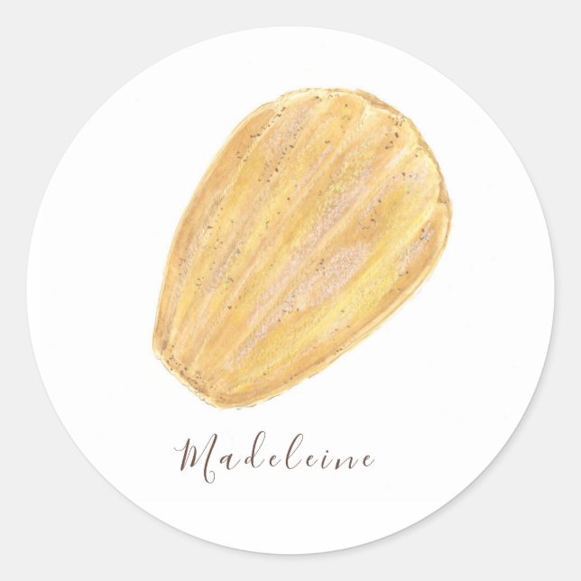Madeleine watercolor classic round sticker (Front)