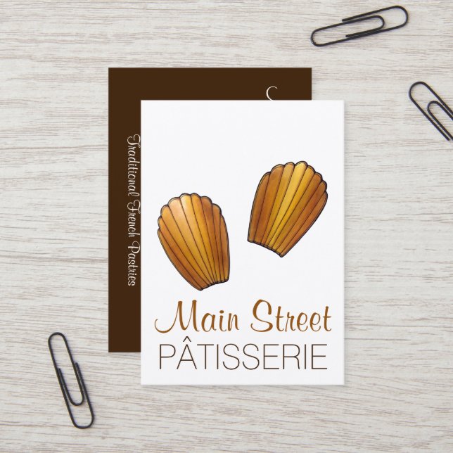 Madeleines French Pastry Pâtisserie Cake Shop Business Card (Front/Back In Situ)