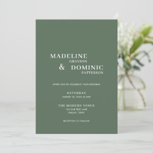 Madeline Forest Green Simple Modern Wedding Invitation