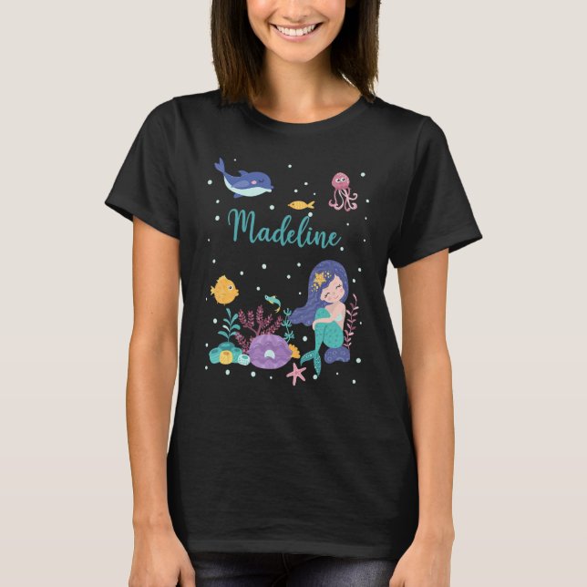 Madeline Name Gift Personalised Mermaid T-Shirt (Front)