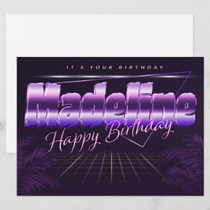 Madeline Name Vorname lila retro Karte Geburtstag Card