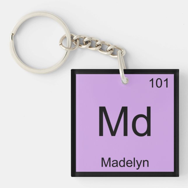 Madelyn Name Chemistry Element Periodic Table Key Ring (Front)