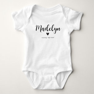 Madelyn Name Reveal Meaning Minimal Modern Text Baby Bodysuit