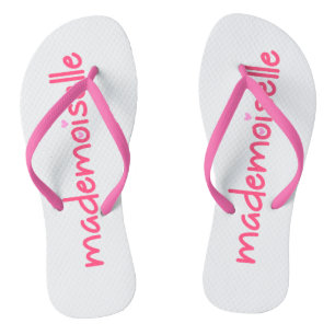 Mademoiselle Fun Typography French Quote Flipflops