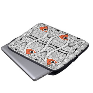Madhubani 4 fish laptop sleeve