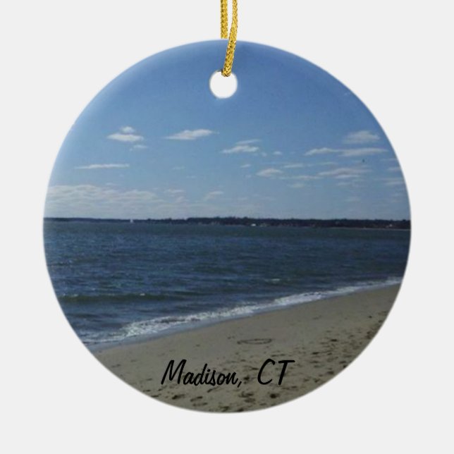 Madison CT Connecticut Hammonasset Beach Ceramic Tree Decoration (Front)