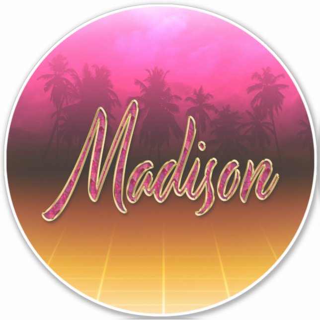 Madison First name Golden pink sticker sticker (Front)