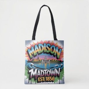 Madison Graffiti Skyline Mural Street Art Design Tote Bag