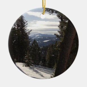 Madison Mountains in Winter in Montana Ceramic Tree Decoration
