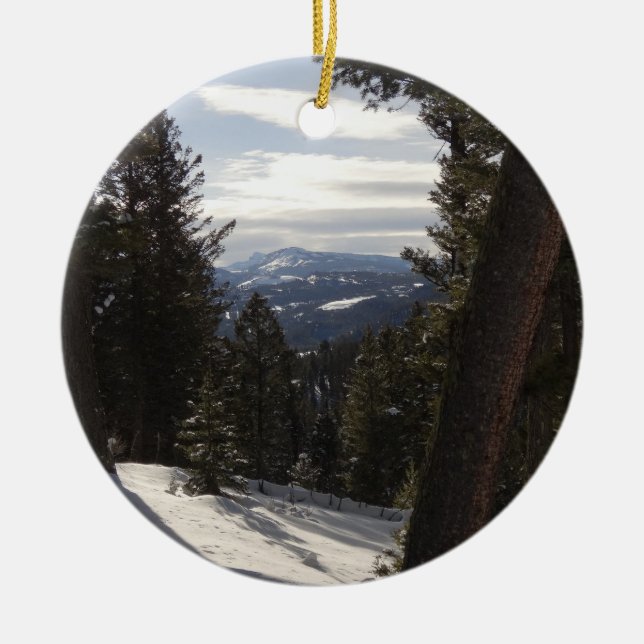Madison Mountains in Winter in Montana Ceramic Tree Decoration (Front)