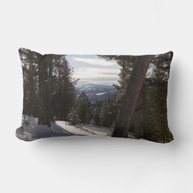 Madison Mountains in Winter in Montana Lumbar Cushion (Front)