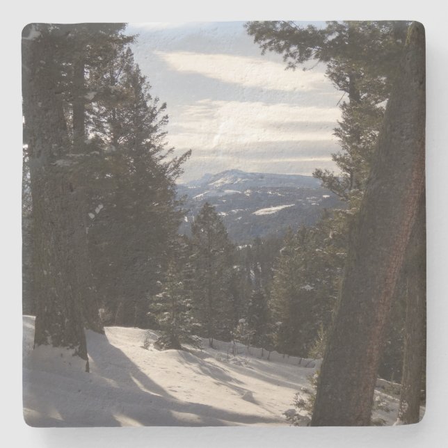 Madison Mountains in Winter in Montana Stone Coaster (Front)