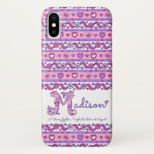Madison name meaning hearts doodles iphone iPhone x case
