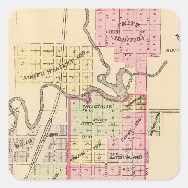 Madison, Nebraska Square Sticker (Front)