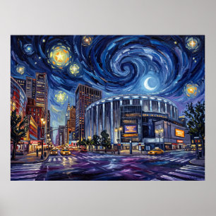Madison Square Garden Beneath a Van Gogh Sky Poster