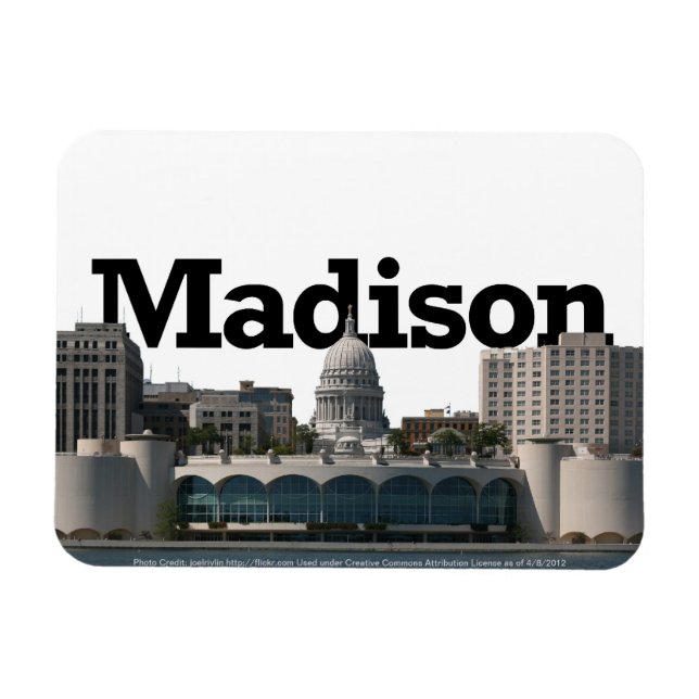 Madison WI Skyline with Madison in the Sky Magnet (Horizontal)