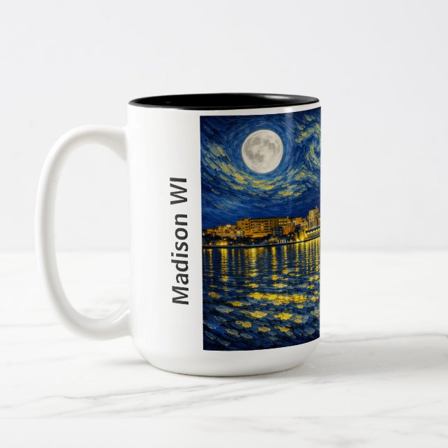 Madison WI Starry Night Two-Tone Coffee Mug (Left)