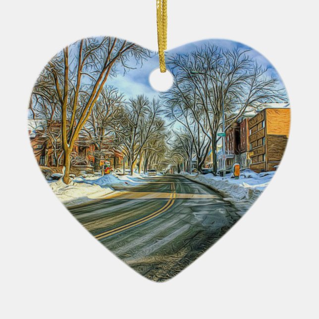 Madison, Wisconsin Cheese Head Christmas Keepsake Ceramic Ornament (Front)