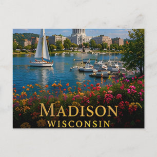 Madison Wisconsin Lakes & Capitol City Culture 🗺️ Postcard