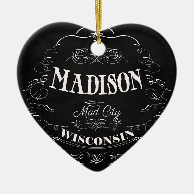 Madison, Wisconsin - Mad City Ceramic Tree Decoration (Front)