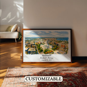 Madison Wisconsin Poster, Watercolor, Custom Poster