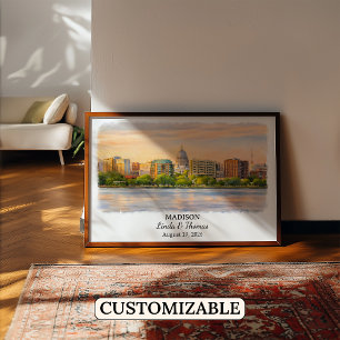 Madison Wisconsin Poster, Watercolor, Custom Poster